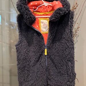 Mini Boden Furry Vest with Starry Orange Lining